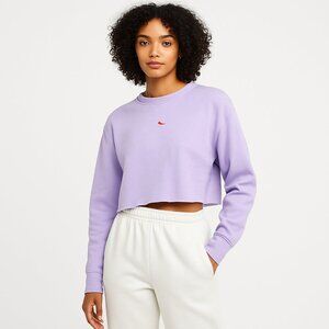 Topshop Womens Size 4 Cropped Crewneck Long Sleeve Sweater Purple Hot Pepper Gra